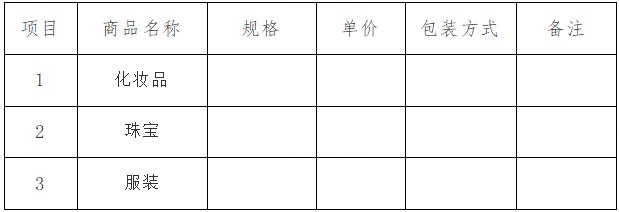 产品名称、规格、单价、包装方式