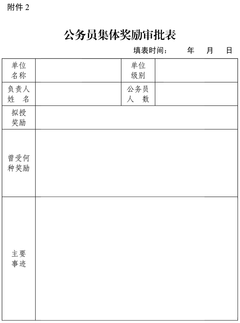 公务员集体奖励审批表