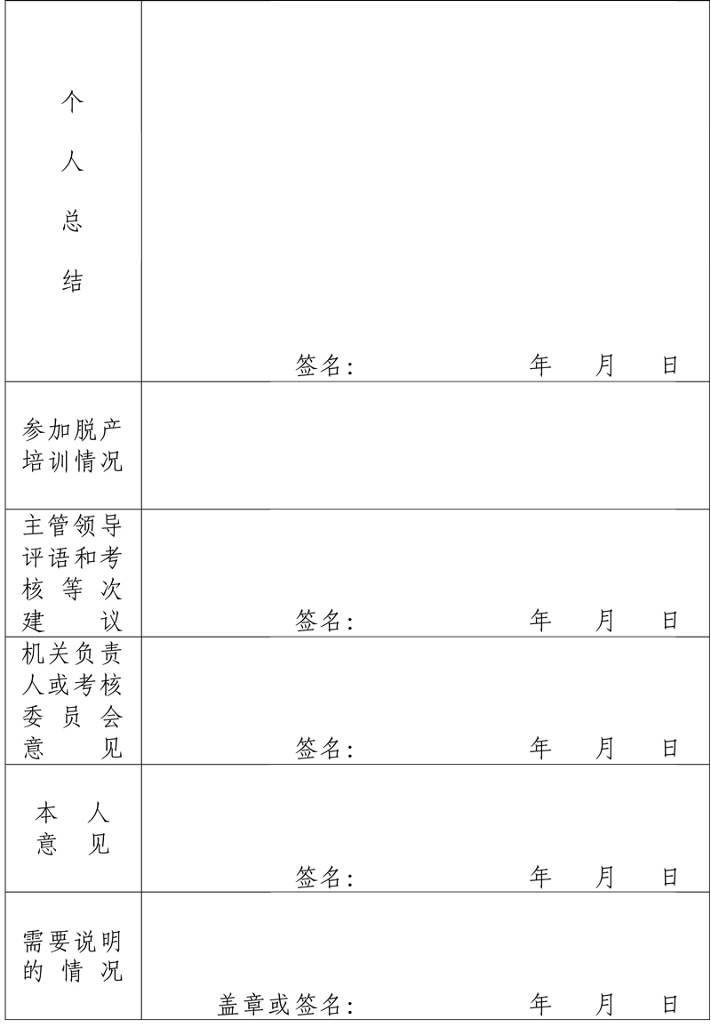公务员年度考核登记表