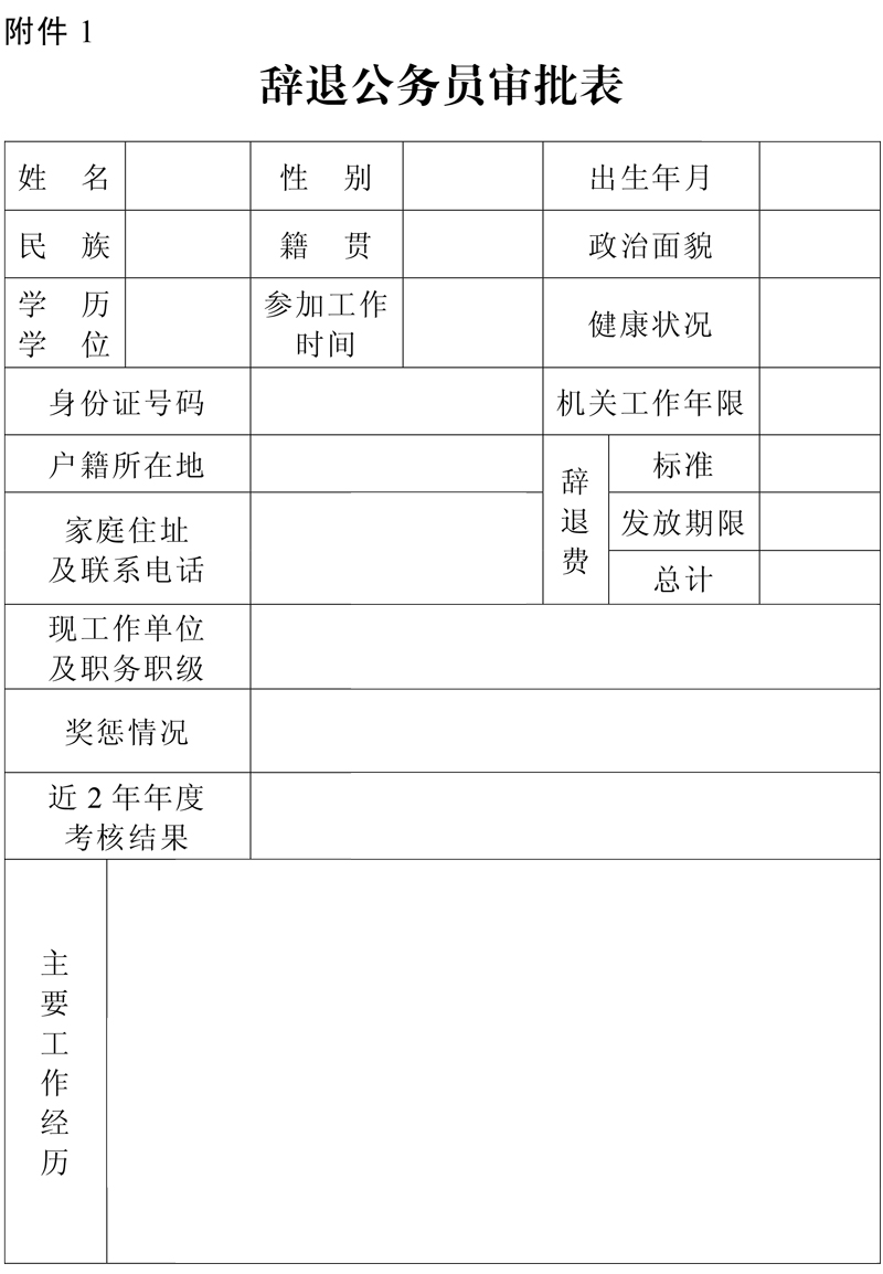 辞退公务员审批表