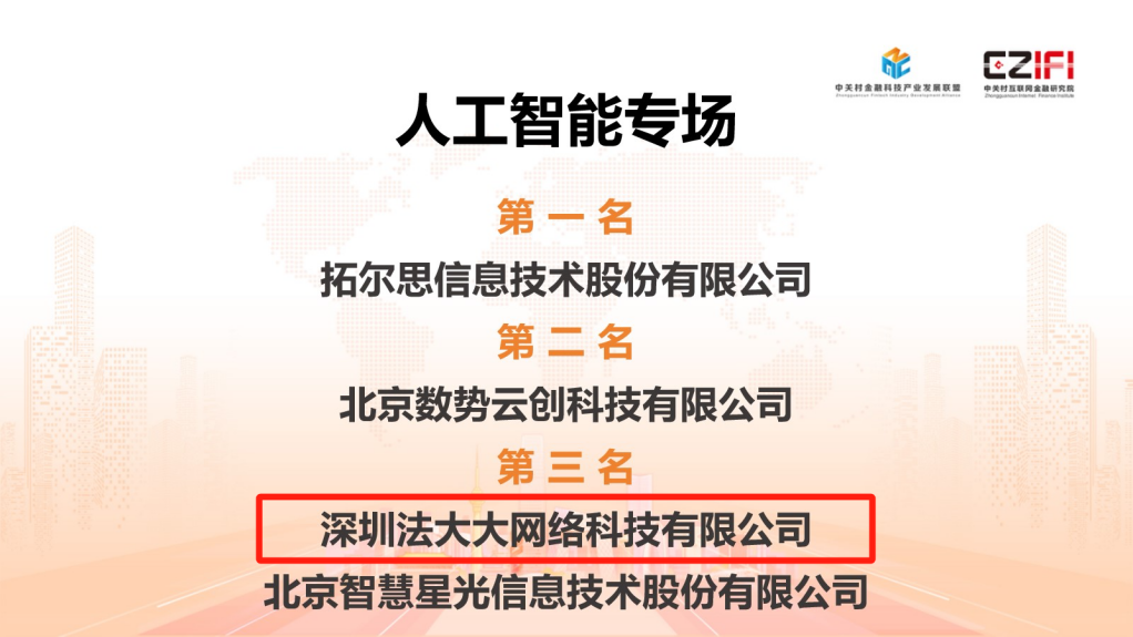 《金融科技国际创新大赛前三名名单》